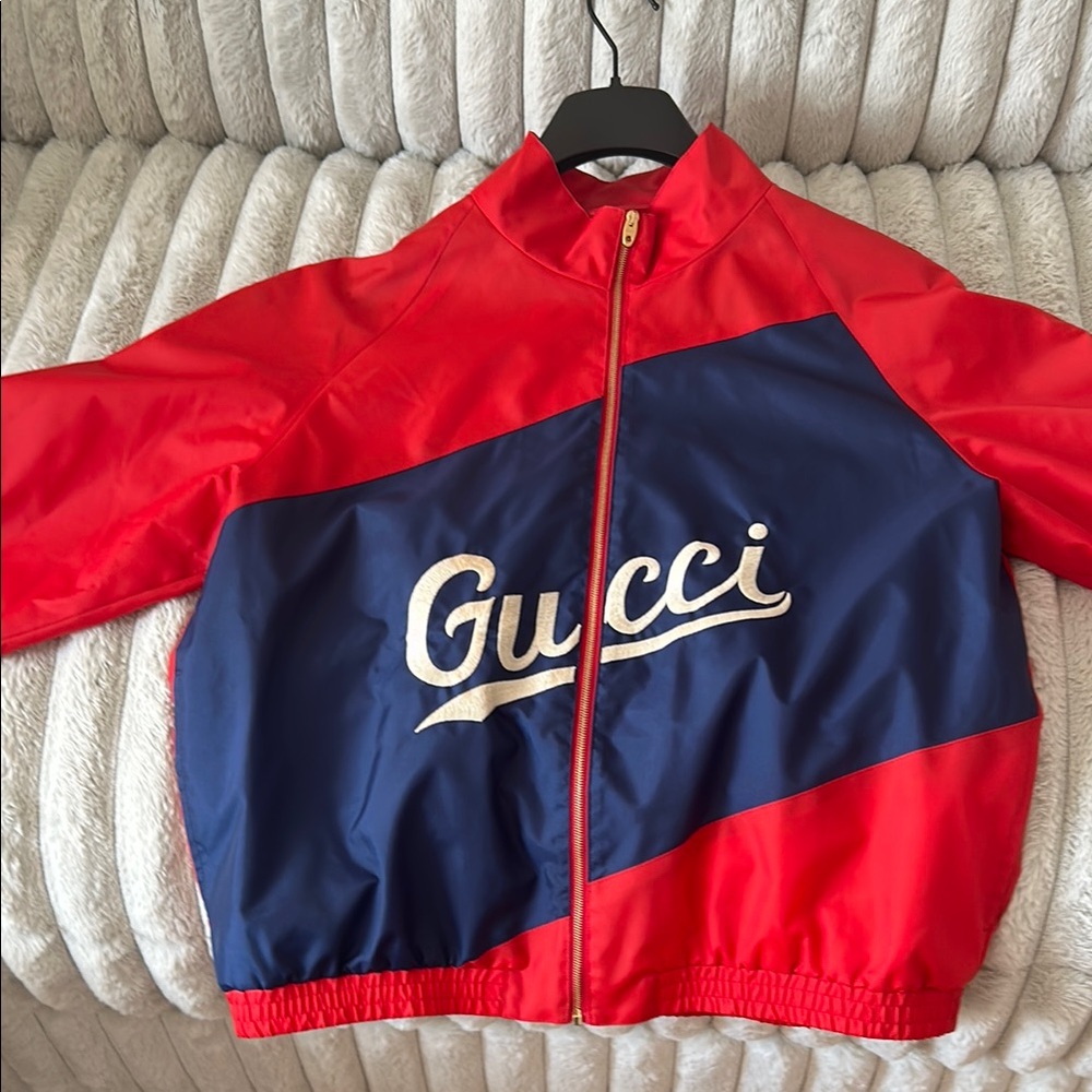 Gucci Red and Navy Zip-Up Jacket